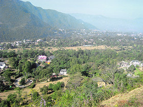 An aerial view of the land that has been leased to a cement firm in Sundernagar.