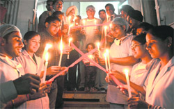 Doctors light candles on World AIDS Day to create awareness in Ludhiana