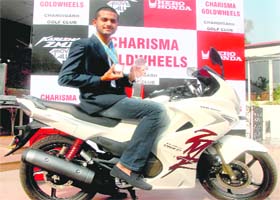 Abhijit Chadha with ZMR motorcycle, which he refused to accept in Chandigarh