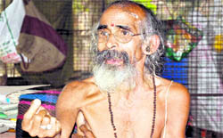 Swami Shivanand of Matra Sadan on the 15th day of his agitation at Jagjeetpur in Haridwar on Thursday.