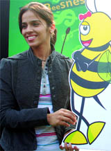 Badminton player Saina Nehwal at the launch of Siemens green sustainability programme in New Delhi on Friday.