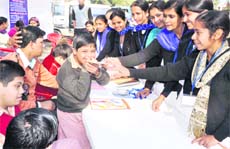 Special children of the Samarth Sansthan Samiti at an awareness camp in Haridwar on Friday.