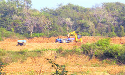 Land being levelled to make it cultivable in Vassa village, which falls in the Kandi area, in Hoshiarpur district.