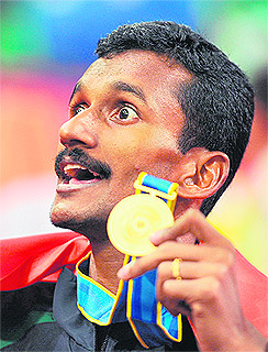 Joseph Abraham produced a men’s track gold in the 400m hurdles after over three decades