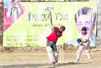 A cricket match in progress during the Himachal Pradesh T20 league at Bharari ground in Shimla on Friday.