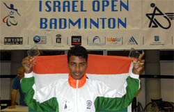 Sanjeev Kumar, winner of the bronze medal in the Israel Open 2010 Badminton Championship for the Disabled, held in Tel Aviv