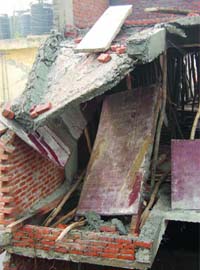 The under-construction building that collapsed in New Delhi