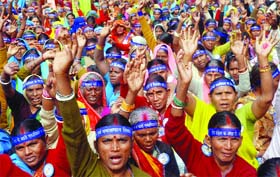 Dalit activists take out a rally, demanding reservation in the public sector in New Delhi