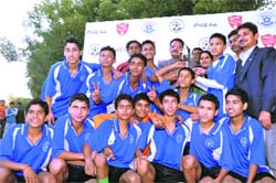 The Maharana Pratap Sports College team that won the Sub-Junior Mir Iqbal Hussain Inter School Coca Cola Football Championship in Dehradun on Sunday.
