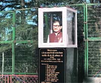 The statue of  BJP leader Pt Deen Dayal Upadhyay at a park at Landour Bazar