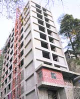 The 13-storey building which is erected in violation of norms at the Jakhu ropeway in Shimla.