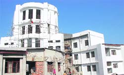 The underconstruction building complex of the Indian Institute of Hotel Management and Catering Technology near Hamirpur. 