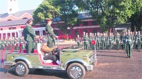 Deputy Commandant and chief Instructor, IMA, Major Gen GS Bal reviews the parade of gentlemen cadets in Dehradun