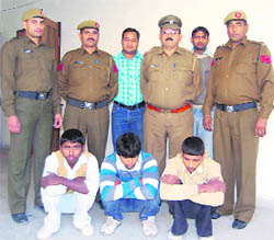 Motorcycle thieves in police custody in Sonepat. 
