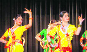 Students of Army School, Miran Sahib, give a performance at the annual day function at University of Jammu on Monday.