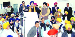 Sukhbir Singh Badal addresses an SAD workers meeting in Amritsar 