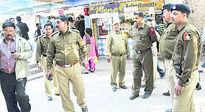 The police takes control of the situation on the PU campus in Chandigarh on Tuesday. 