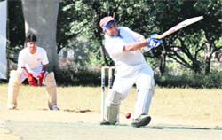 A batsman in action at the the Beehive Challenger Trophy T20 Cricket Tournament in Dehradun on Tuesday. 