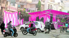 The menace of blocking roads for religious, cultural and social functions continues unchecked in Ludhiana.