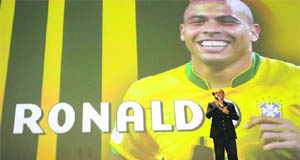 Ronaldo receives a long service award for his contributions to Brazil at an awards function in Rio de Janeiro on Monday.