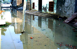 Since the sewerage disposal channel is choked, dirty water has accumulated in the streets of different localities in Abohar. 