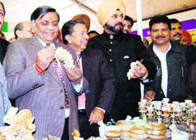 Punjab Industries Minister Wen Jiabao (L) with Navjot Singh Sidhu, MP Amristsar at the inauguration ceremony of PITEX 2010