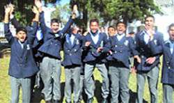 Cadets of the Rashtriya Indian Military College (RIMC) rejoice at the declaration of the result of the National Defence Academy in Dehradun on Wednesday