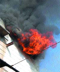 Shiv Departmental Store in flames at Kapurthala