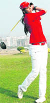 Sharmila Nicollet in action at the Panchkula Golf Club