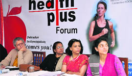 Participants at a symposium organised by the Obstetric and Gynae Society in Dehradun on Thursday. 