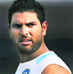 Yuvraj Singh looks on during a training session ahead of the final ODI against New Zealand in Chennai on Thursday. India lead the five-match series 4-0. 
