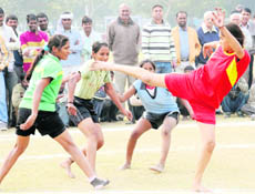 A kabaddi match in progress at Sector 17 in Chandigarh on Friday.