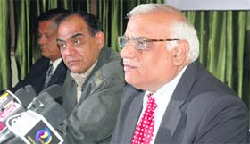Dr DS Chauhan, Vice-Chancellor, Uttarakhand Technical University, addresses a press conference in Dehradun on Friday.