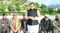 State Congress president Yashpal Arya addresses workers at Mussoorie on Friday.