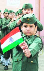 Bharat Scouts and Guides celebrate the centenary year of World Guide Movement in Jammu on Friday. 