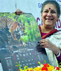 Union minister of information and broadcasting Ambika Soni releases the DAVP 2011 calendar at a function in New Delhi