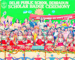 Students at the Scholar Badge Ceremony of Delhi Public School in Dehradun on Saturday