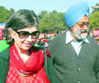 Tribune Trustee Justice SS Sodhi, accompanied by his wife Bonny Sodhi, takes a round of the venue Government Museum and Art Gallery, Sector 10, Chandigarh, on Sunday