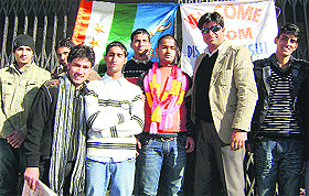 Saqib Hussain after being elected president of the NSUI unit of Government Degree College, Kishtwar, on Sunday. A Tribune photograph