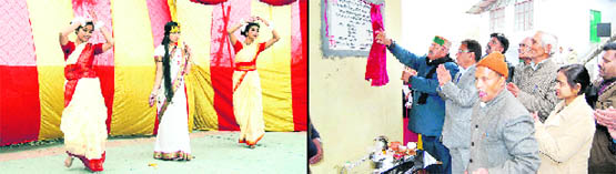 Students of Sanatan Dharam Girls Inter College perform at their annual day function in Mussoorie on Monday; and (right) Mussoorie MLA Jot Singh Gunsola inaugrates a hall at the college.
