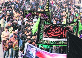 A procession being held in connection with Muharram in Jammu on Monday.