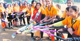 Girls at the hockey nursery in Bassi Pathana.