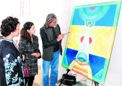 Artists attend an All-India Painters Camp at Kala Kendra in Jammu