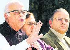The senior BJP leader addresses mediapersons in New Delhi on Tuesday.