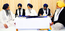 The Sikh high priests hold a meeting at the Akal Takht secretariat in Amritsar on Wednesday