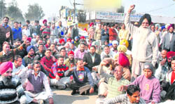 Residents stage a protest against the tourism and conservation plan in Sultanpur Lodhi on Wednesday