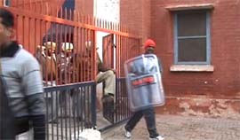 Policemen coming out of the Ferozepur Central Jail after bringing the situation under control on Thursday.
