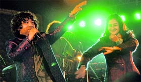 Bollywood singer Kailash Kher performs at a charity function organised by Arpita Cancer Society for Children in Ludhiana.