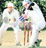 A batsman in action at the Beehive Challengers Trophy Inter-District T20 Cricket Tournament in Dehradun