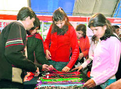 Visitors at a stall at the Uttarakhand Expo 2010 in Dehradun on Friday